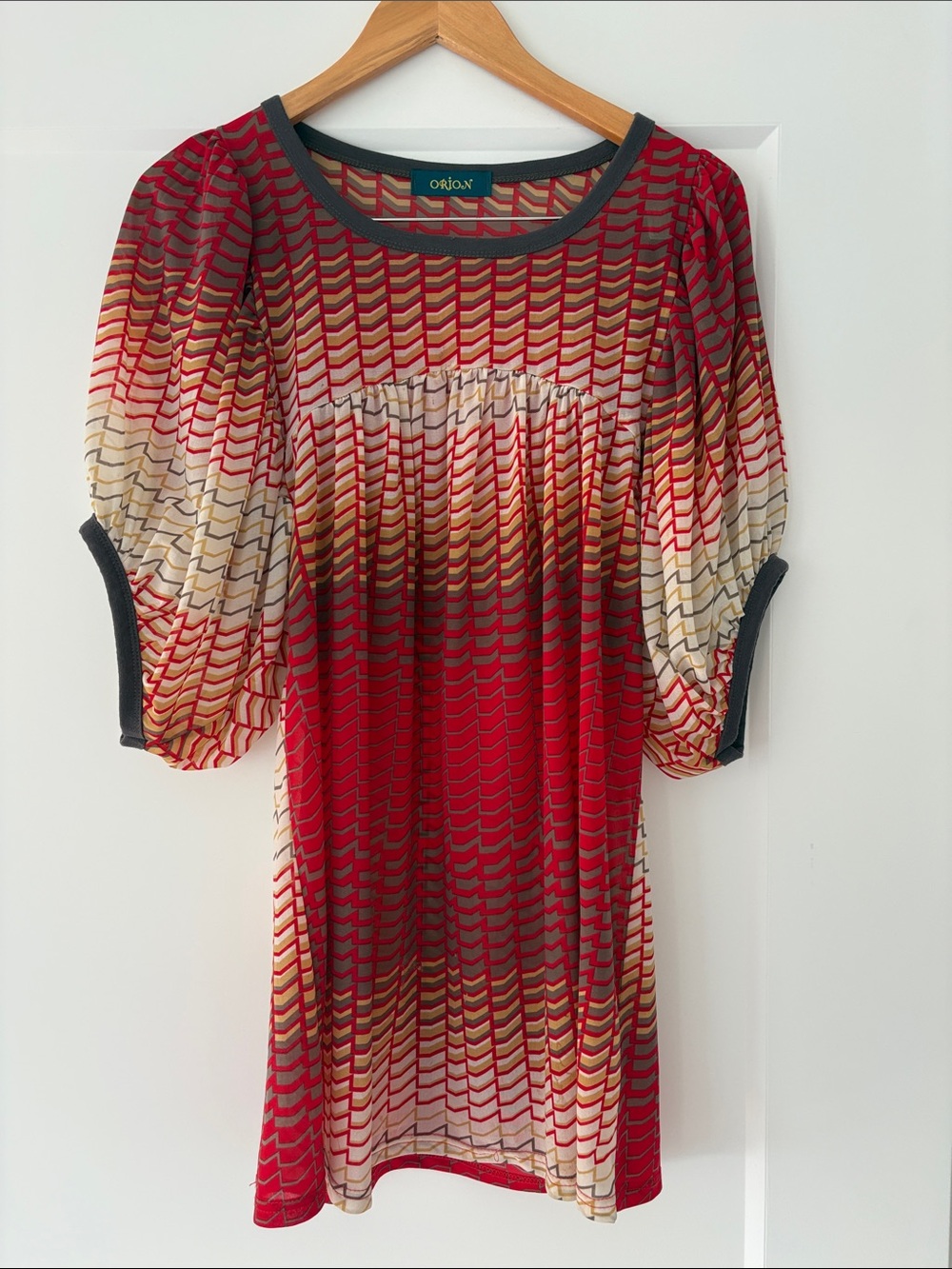 Orion Sheer Op-Art Puff-Sleeve Top or Dress